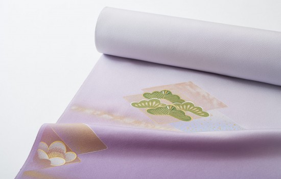 刺繍、摺箔附け下げ着尺 人間国宝、福田喜重